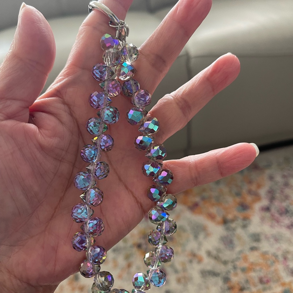 Sparkling Purple Luxurious Glass Beads Bag Charm/Phone Chain #4